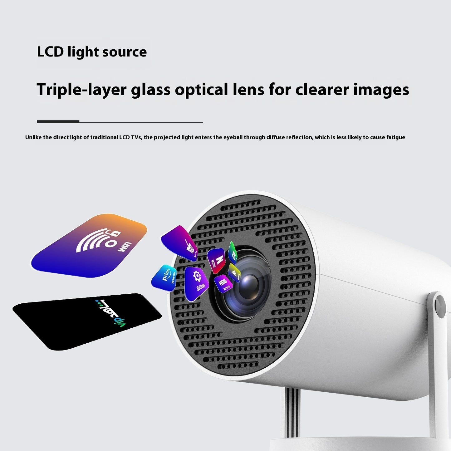 Portable Projector Small Straight Projector For Home Use 180 Degrees Projection