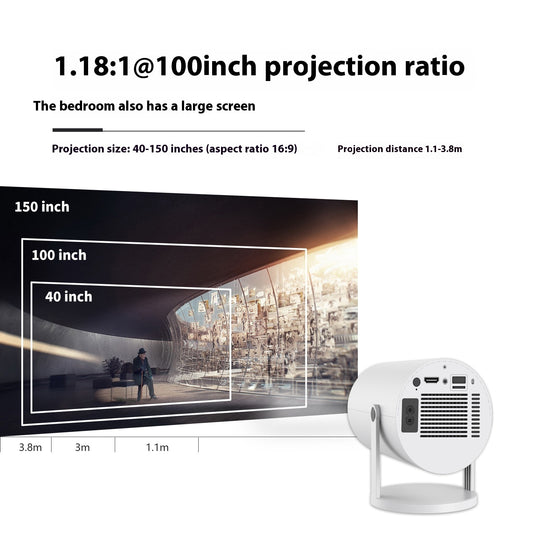Portable Projector Small Straight Projector For Home Use 180 Degrees Projection